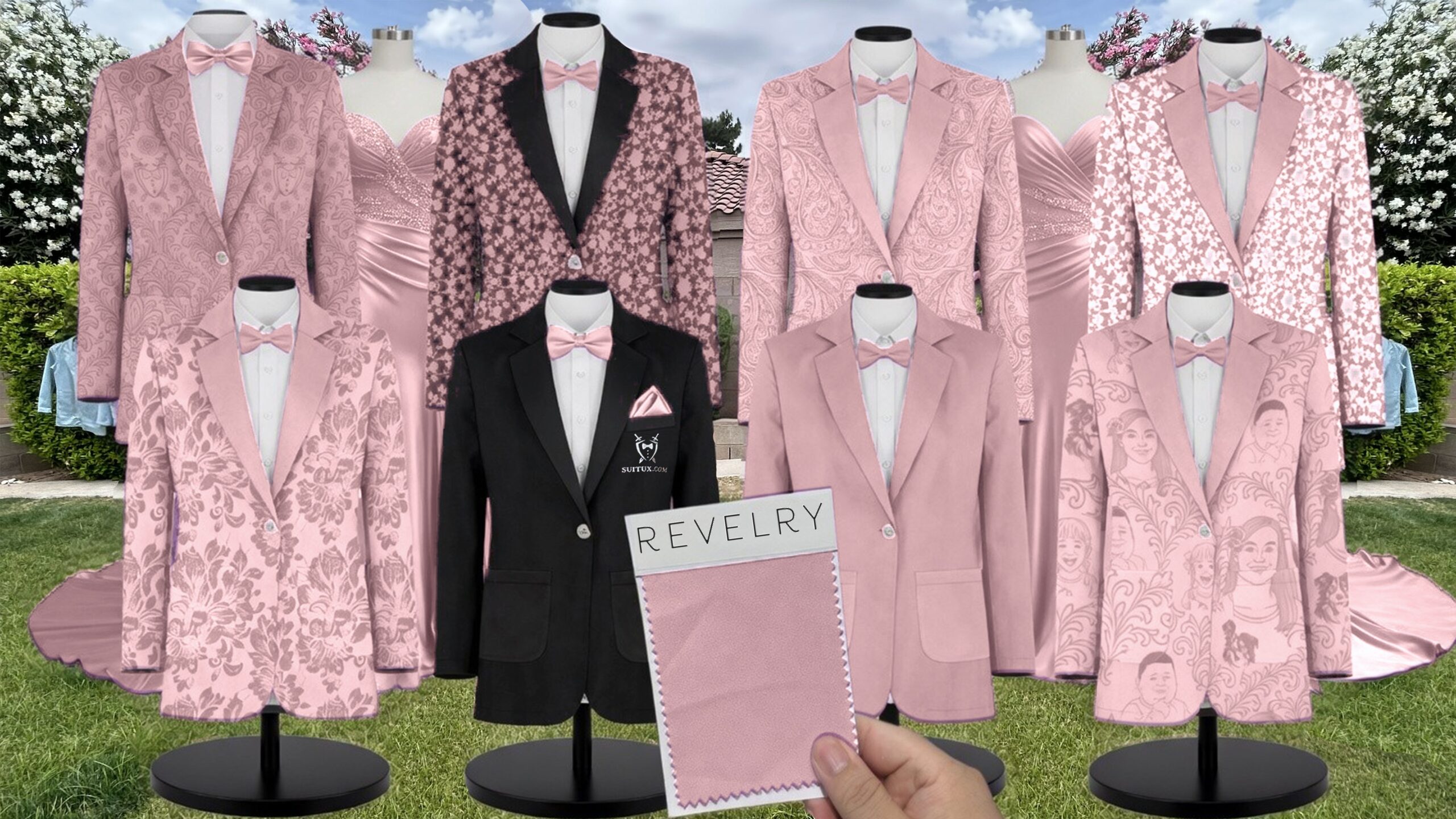 Revelry Blushing Bride Chiffon suit color match
