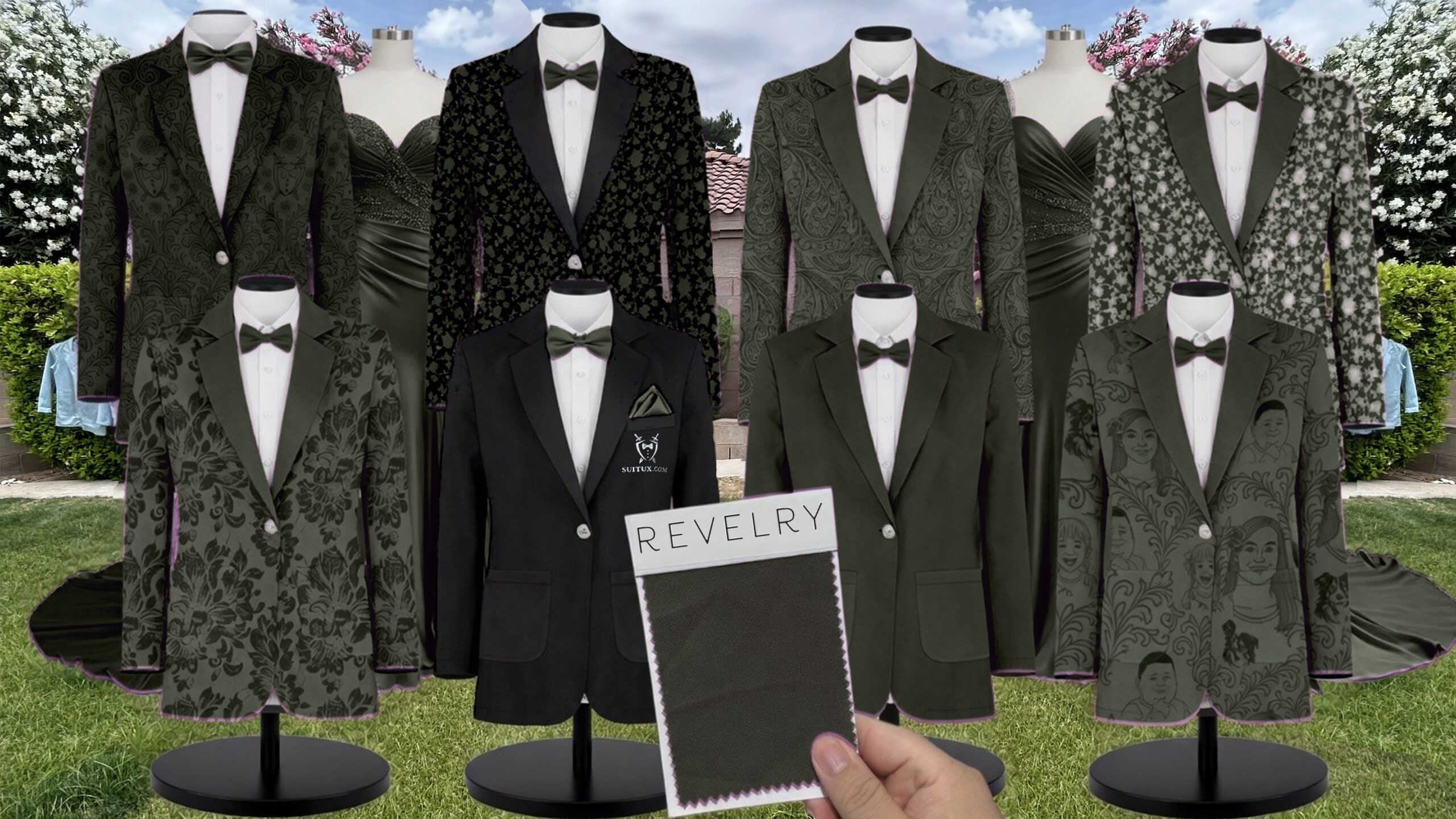 Revelry Deep Olive Chiffon suit color match