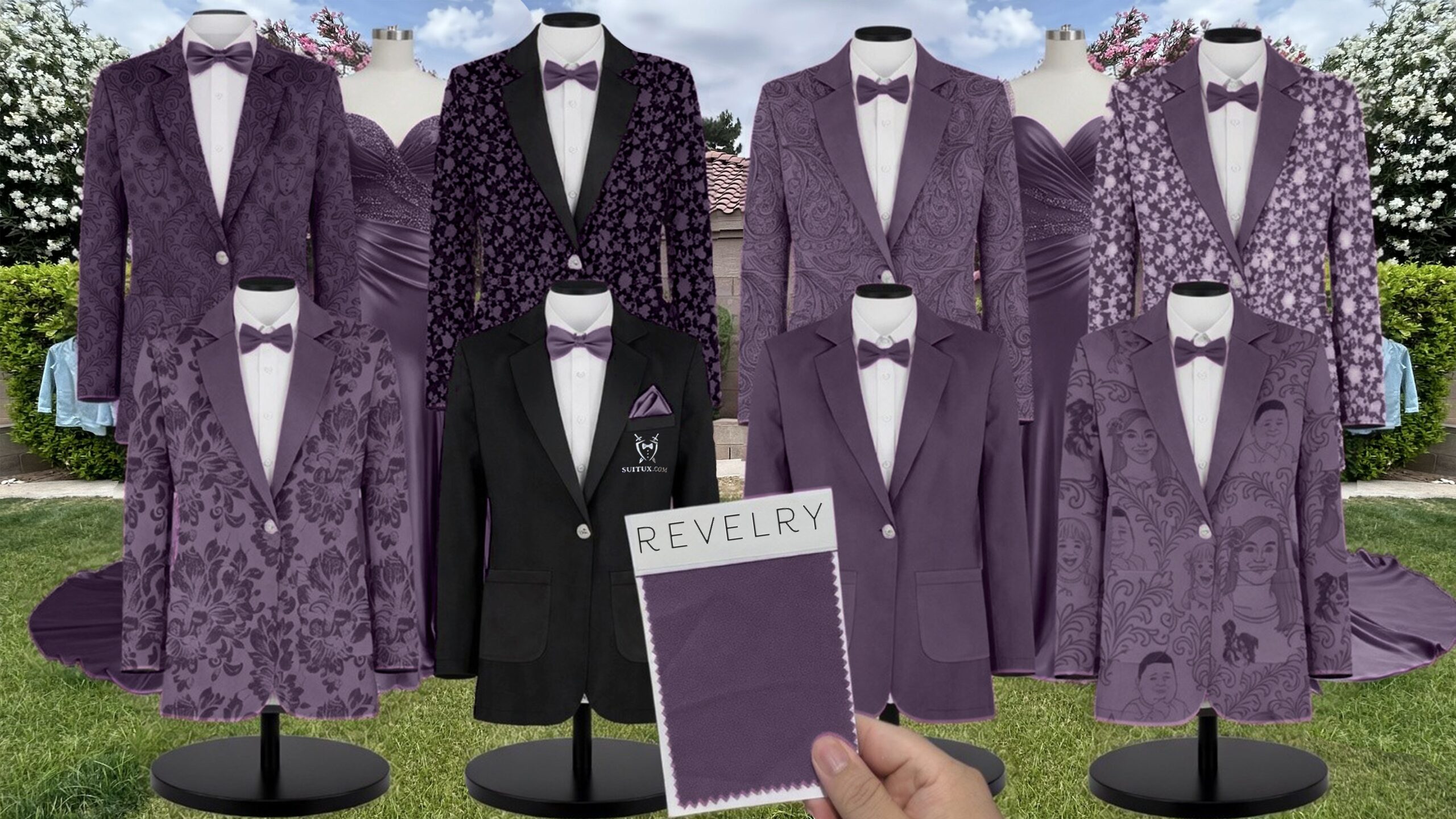 Revelry Eggplant Satin suit color match