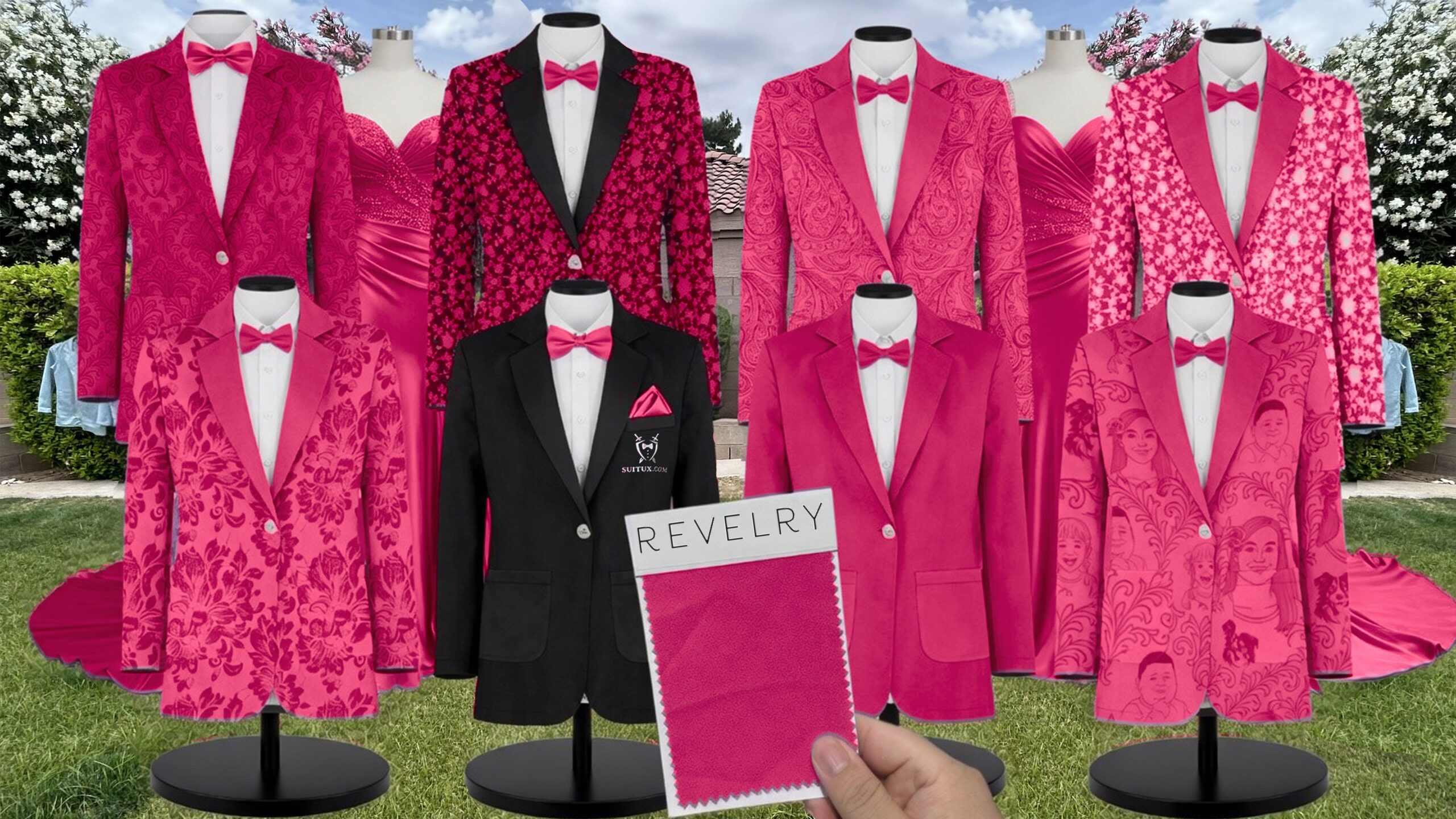 Revelry Hot Pink Tulle suit color match