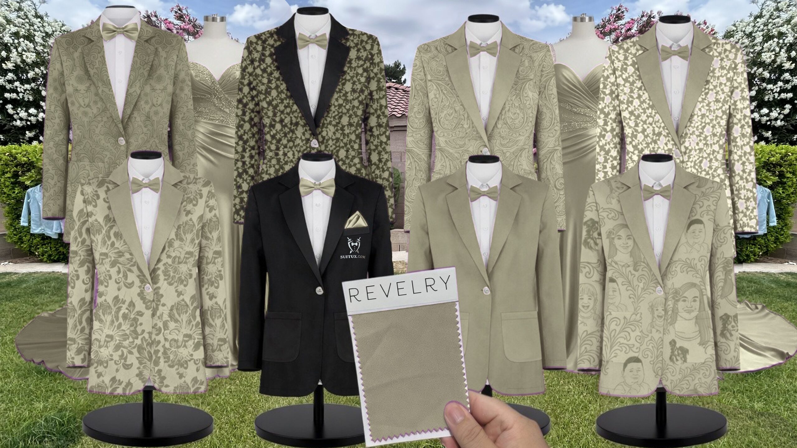 Revelry Moss Satin suit color match