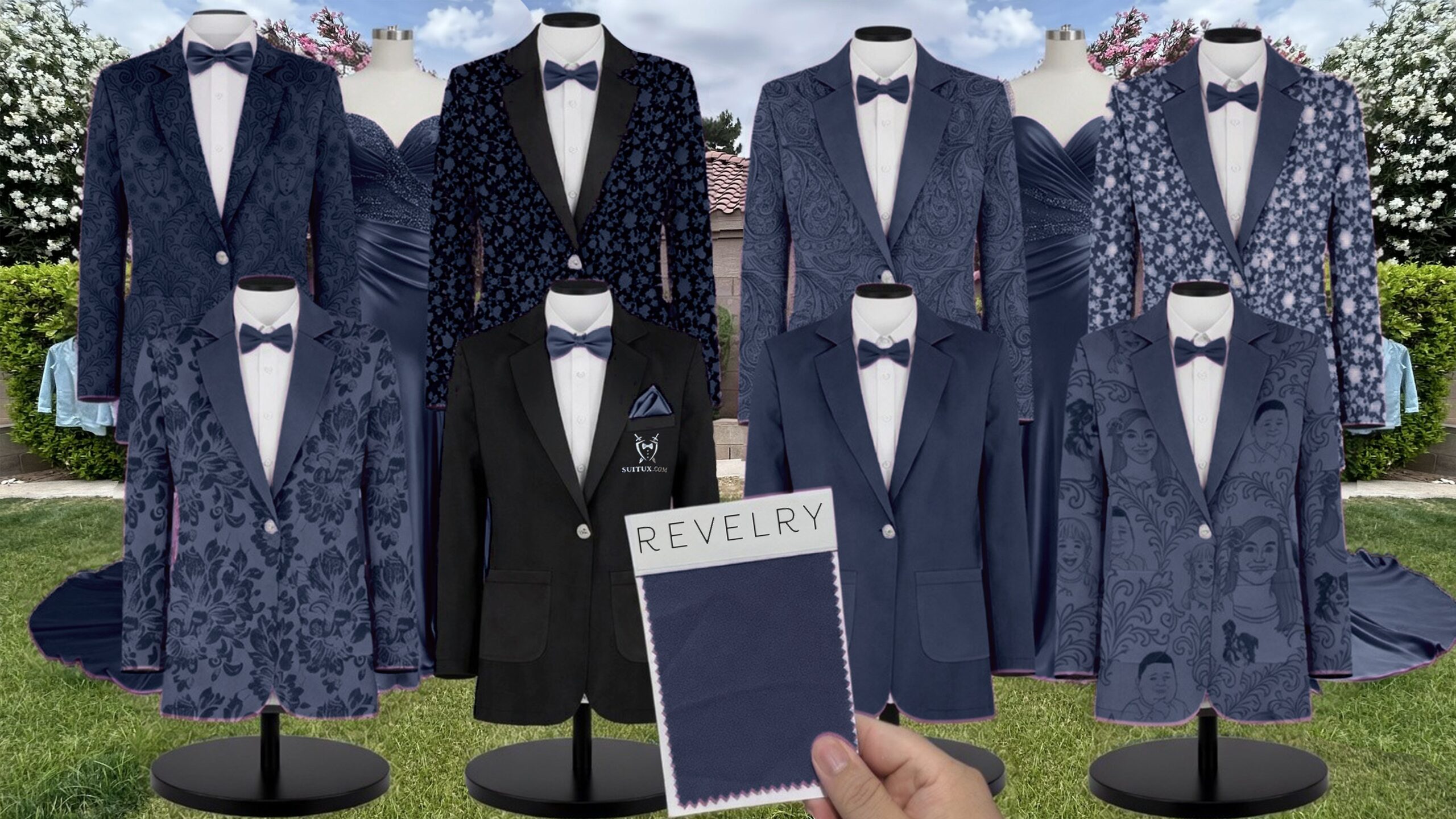 Revelry Navy Blue Sequin suit color match