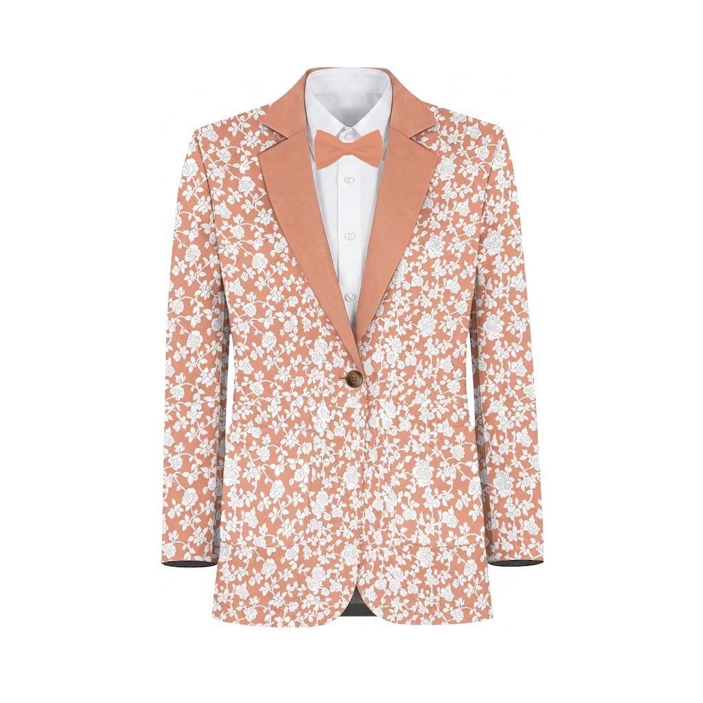 Tangerine White Vines Suit and Tuxedo – Exact Color Match for Revelry Bridesmaid Dresses - Image 2