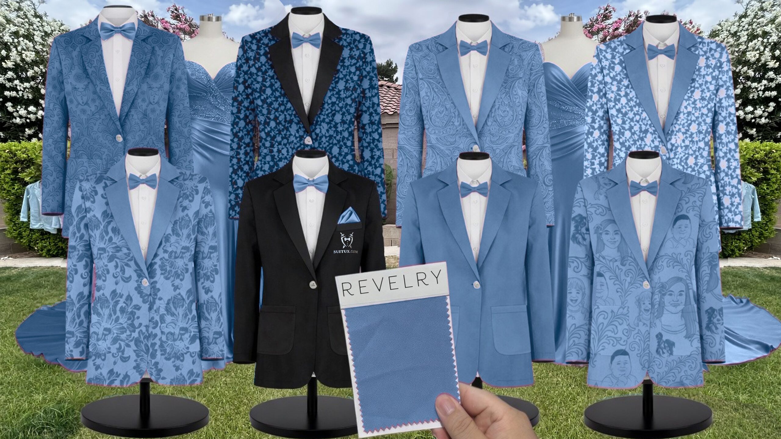 Revelry True Blue Satin suit color match
