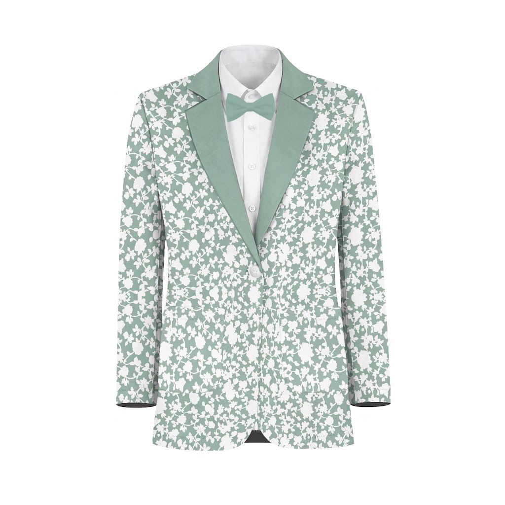Misty Jade White Vines Suit and Tuxedo – Exact Color Match for Saks Fifth Avenue Bridesmaid Dresses - Image 2