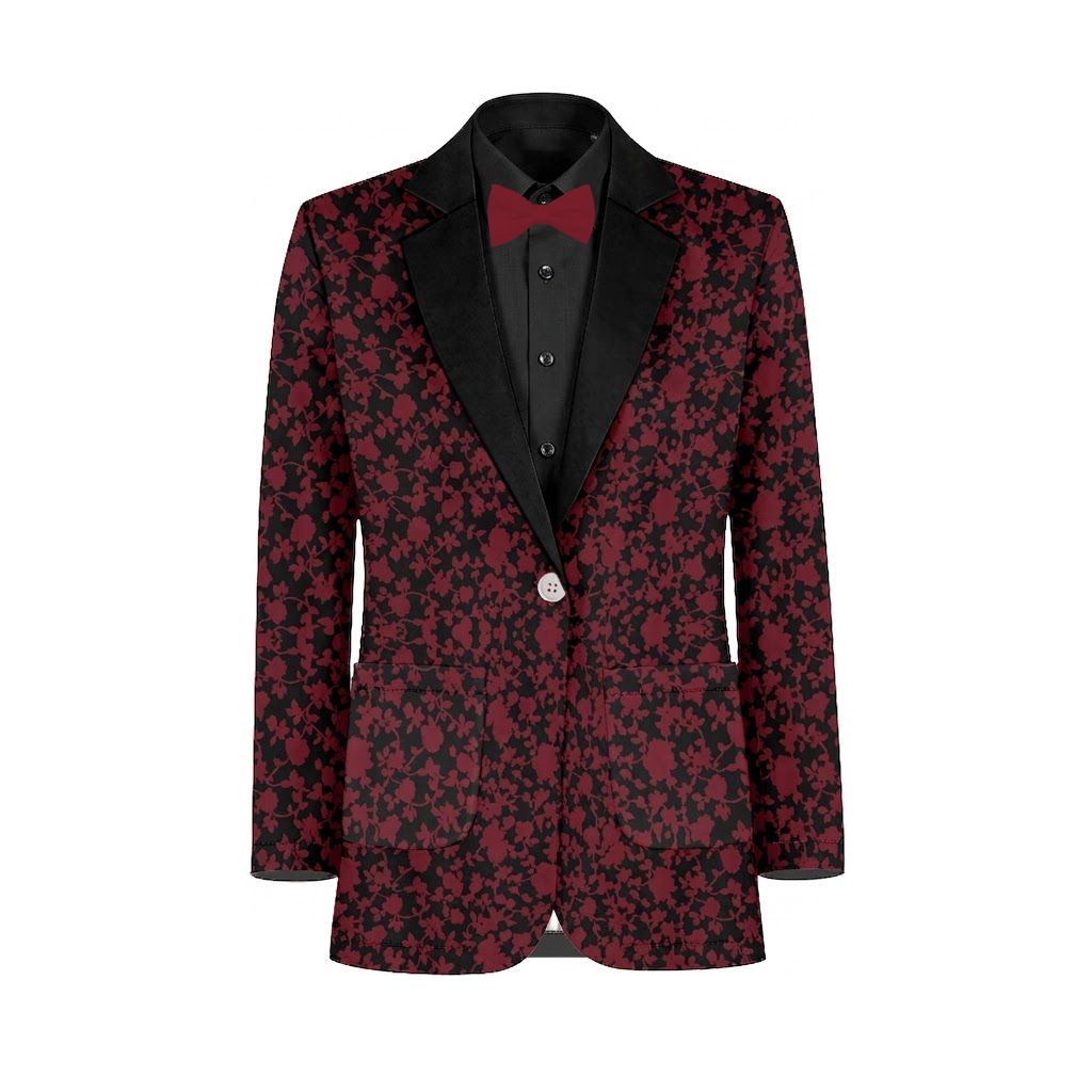 Cranberry Black Vines Suit and Tuxedo – Exact Color Match for Show Me Your Mumu Bridesmaid Dresses - Image 2