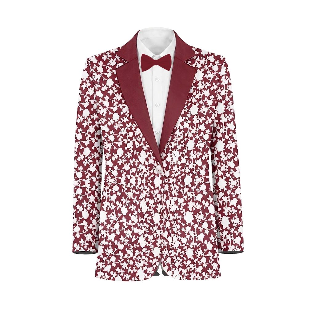 Cranberry White Vines Suit and Tuxedo – Exact Color Match for Show Me Your Mumu Bridesmaid Dresses - Image 2