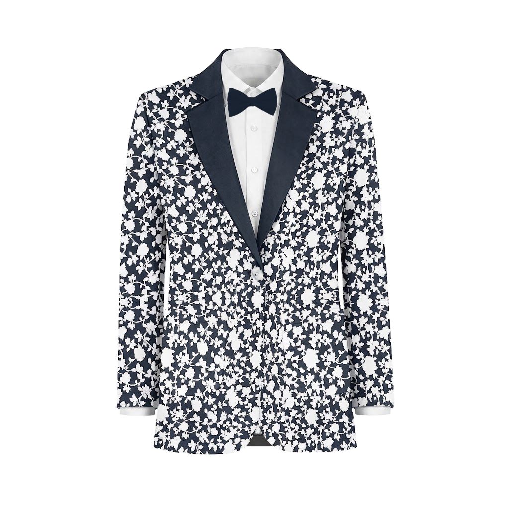 Midnight Navy White Vines Suit and Tuxedo – Exact Color Match for Show Me Your Mumu Bridesmaid Dresses - Image 2