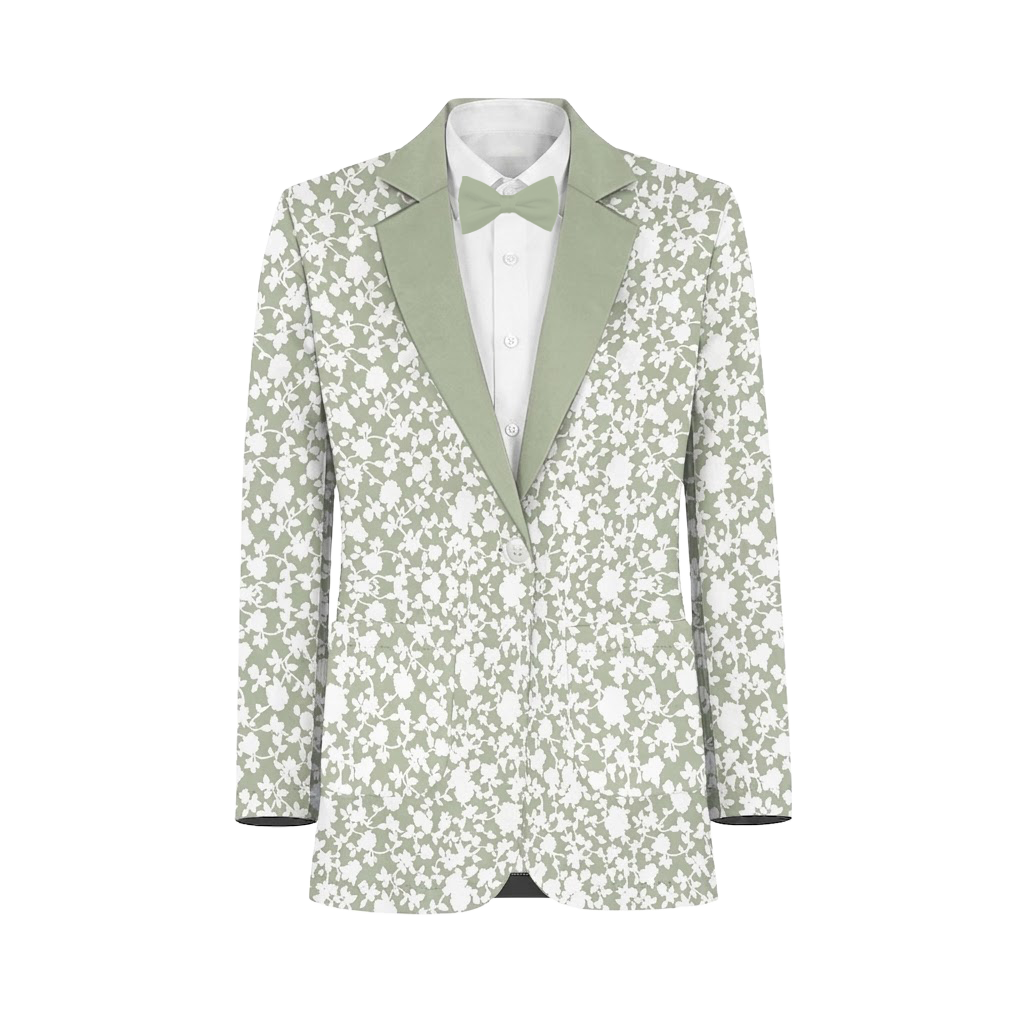 Silver Sage White Vines Suit and Tuxedo – Exact Color Match for Show Me Your Mumu Bridesmaid Dresses - Image 2