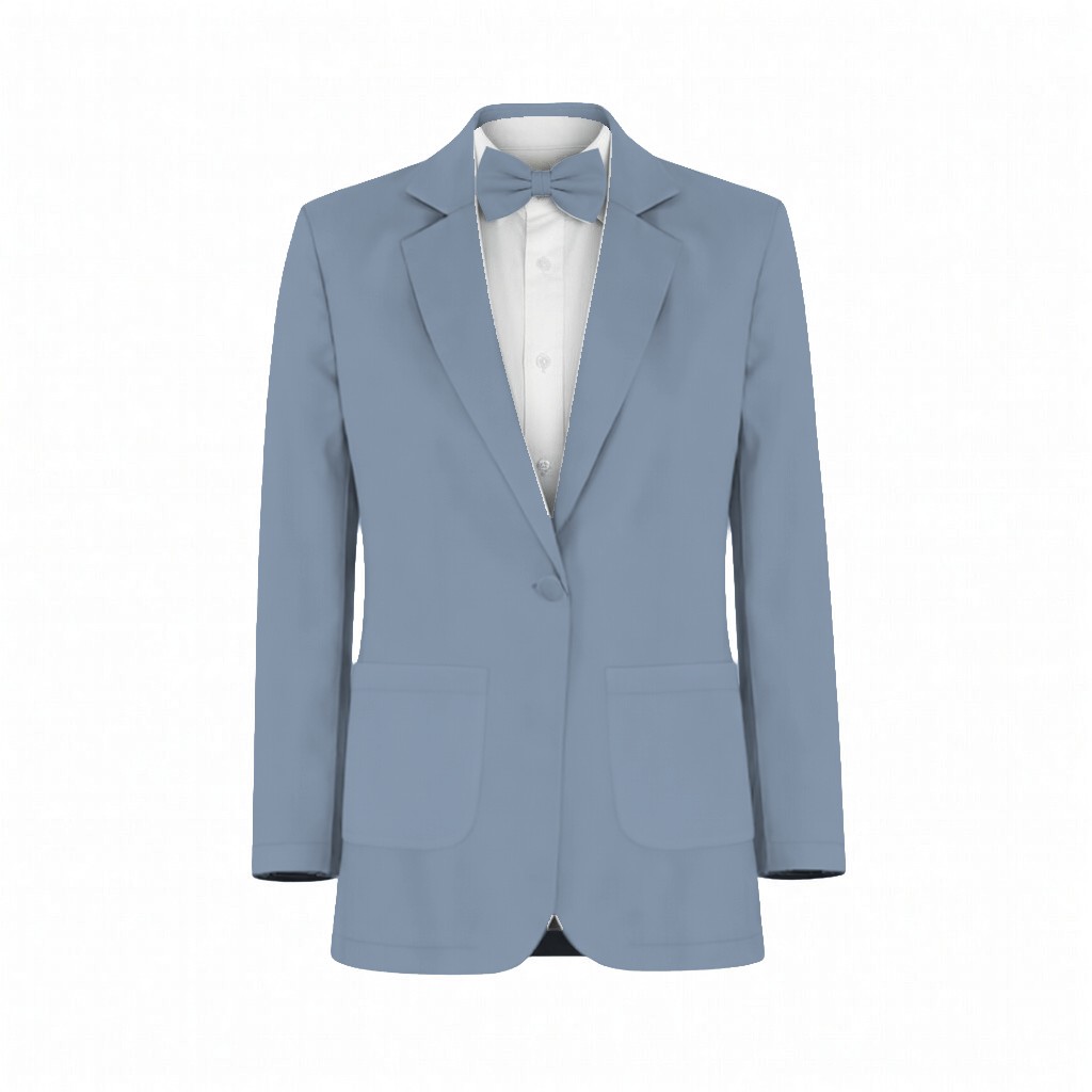 Dusty Blue Chiffon Fabric Suit and Tuxedo – Exact Color Match for Stacees Bridesmaid Dresses - Image 2