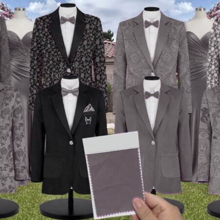 Black Metallic Crystal Suit and Tuxedo – Exact Color Match for AW Bridal Bridesmaid Dresses