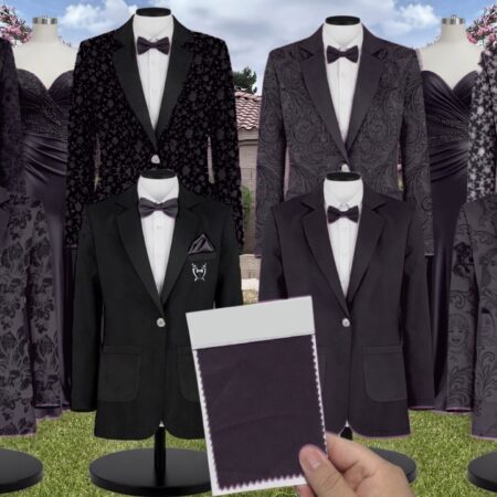 Black Velvet Suit and Tuxedo – Exact Color Match for AW Bridal Bridesmaid Dresses