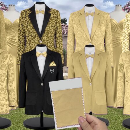 Daffodil Charmeuse Suit and Tuxedo – Exact Color Match for AW Bridal Bridesmaid Dresses