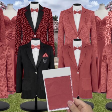 Dusty Rose Velvet Suit and Tuxedo – Exact Color Match for AW Bridal Bridesmaid Dresses