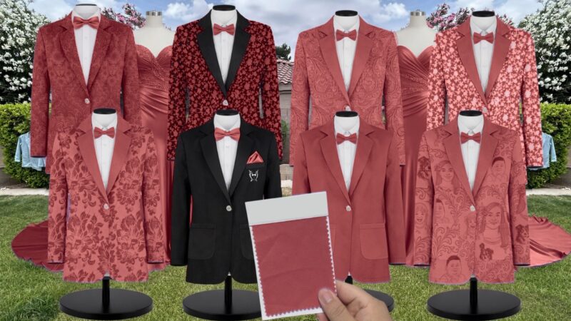 Dusty Rose Velvet Suit and Tuxedo – Exact Color Match for AW Bridal Bridesmaid Dresses