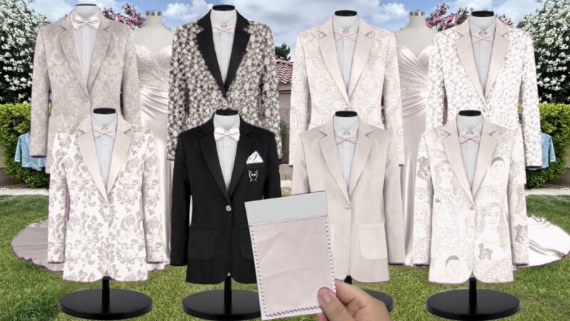 Ivory Charmeuse Suit and Tuxedo – Exact Color Match for AW Bridal Bridesmaid Dresses