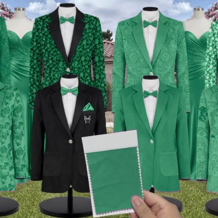 Jolly Green Charmeuse Suit and Tuxedo – Exact Color Match for AW Bridal Bridesmaid Dresses