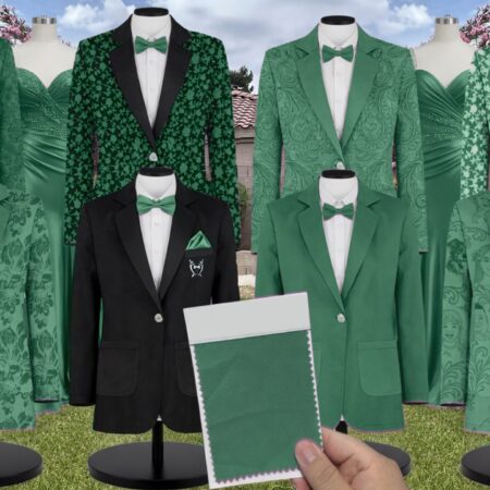 Jolly Green Stretch Satin Suit and Tuxedo – Exact Color Match for AW Bridal Bridesmaid Dresses