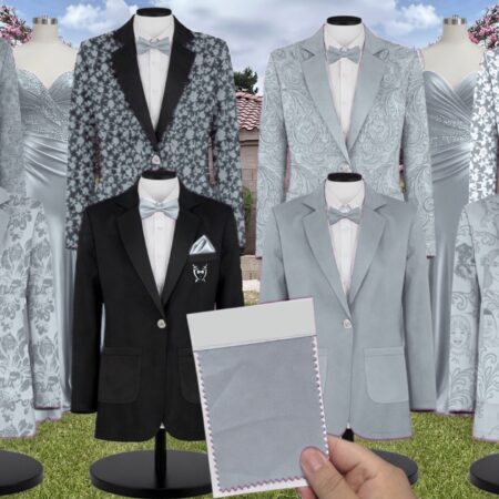 Mist Charmeuse Suit and Tuxedo – Exact Color Match for AW Bridal Bridesmaid Dresses