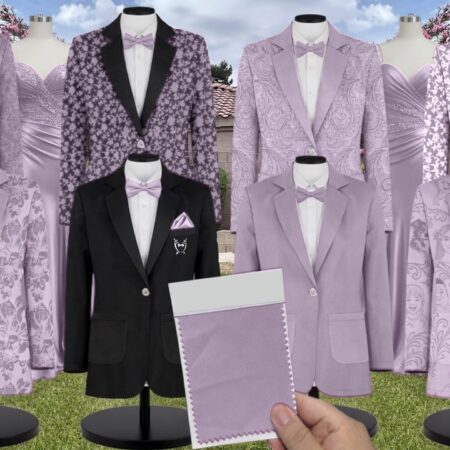 Purple Haze Stretch Satin Suit and Tuxedo – Exact Color Match for AW Bridal Bridesmaid Dresses