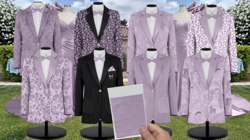 Purple Haze Stretch Satin Suit and Tuxedo – Exact Color Match for AW Bridal Bridesmaid Dresses