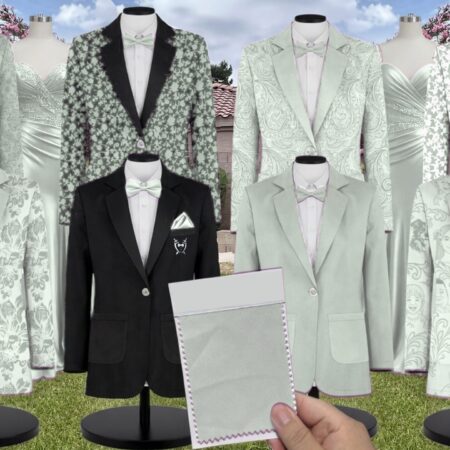 Reed Charmeuse Suit and Tuxedo – Exact Color Match for AW Bridal Bridesmaid Dresses