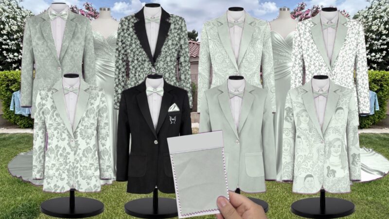 Reed Charmeuse Suit and Tuxedo – Exact Color Match for AW Bridal Bridesmaid Dresses