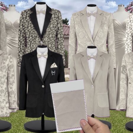 Sage Green Charmeuse Suit and Tuxedo – Exact Color Match for AW Bridal Bridesmaid Dresses