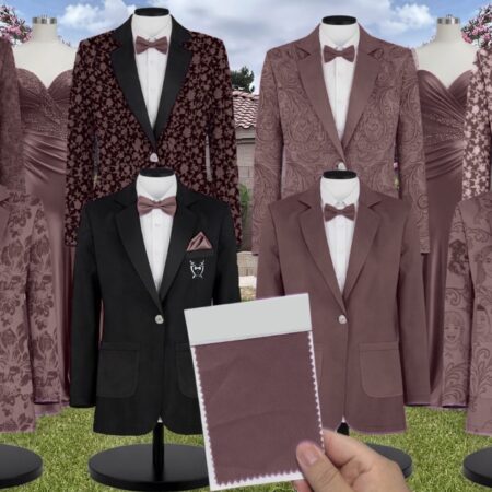 Seal Brown Charmeuse Suit and Tuxedo – Exact Color Match for AW Bridal Bridesmaid Dresses
