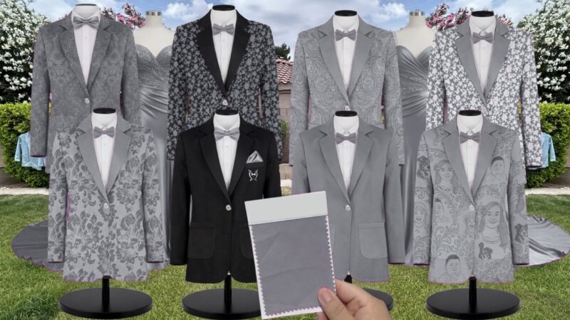 Steel Gray Charmeuse Suit and Tuxedo – Exact Color Match for AW Bridal Bridesmaid Dresses