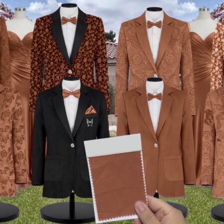 Tan Crystal Suit and Tuxedo – Exact Color Match for AW Bridal Bridesmaid Dresses