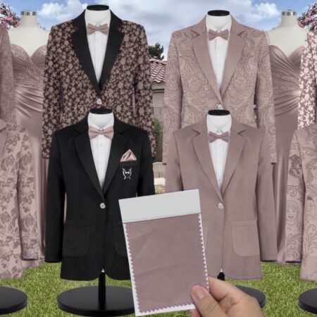Timber Wolf Charmeuse Suit and Tuxedo – Exact Color Match for AW Bridal Bridesmaid Dresses