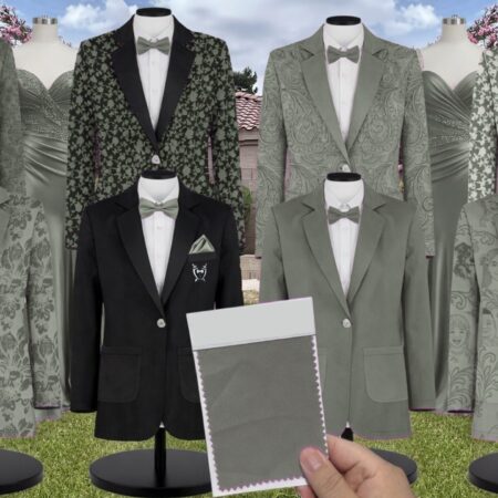 Trumpet Teal Rose Charmeuse Suit and Tuxedo – Exact Color Match for AW Bridal Bridesmaid Dresses