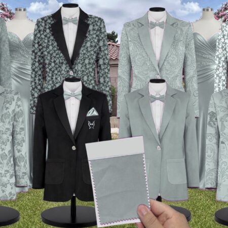 Azazie Stretch Satin Floral Vines Suit and Tuxedo – Exact Color Match for Azazie Dresses
