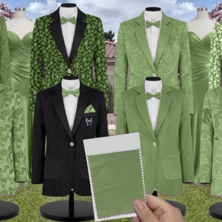 Azazie Chiffon Basil Suit and Tuxedo – Exact Color Match for Azazie Dresses