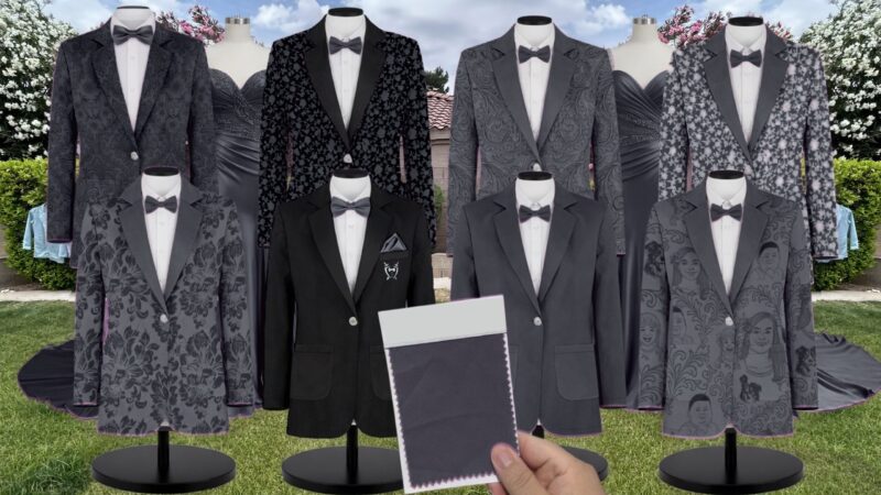 Bermuda Shrubbery Suit and Tuxedo – Exact Color Match for Azazie Bridesmaid Dresses