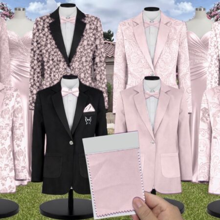 Azazie Stretch Satin Blushing Pink Suit and Tuxedo – Exact Color Match for Azazie Dresses