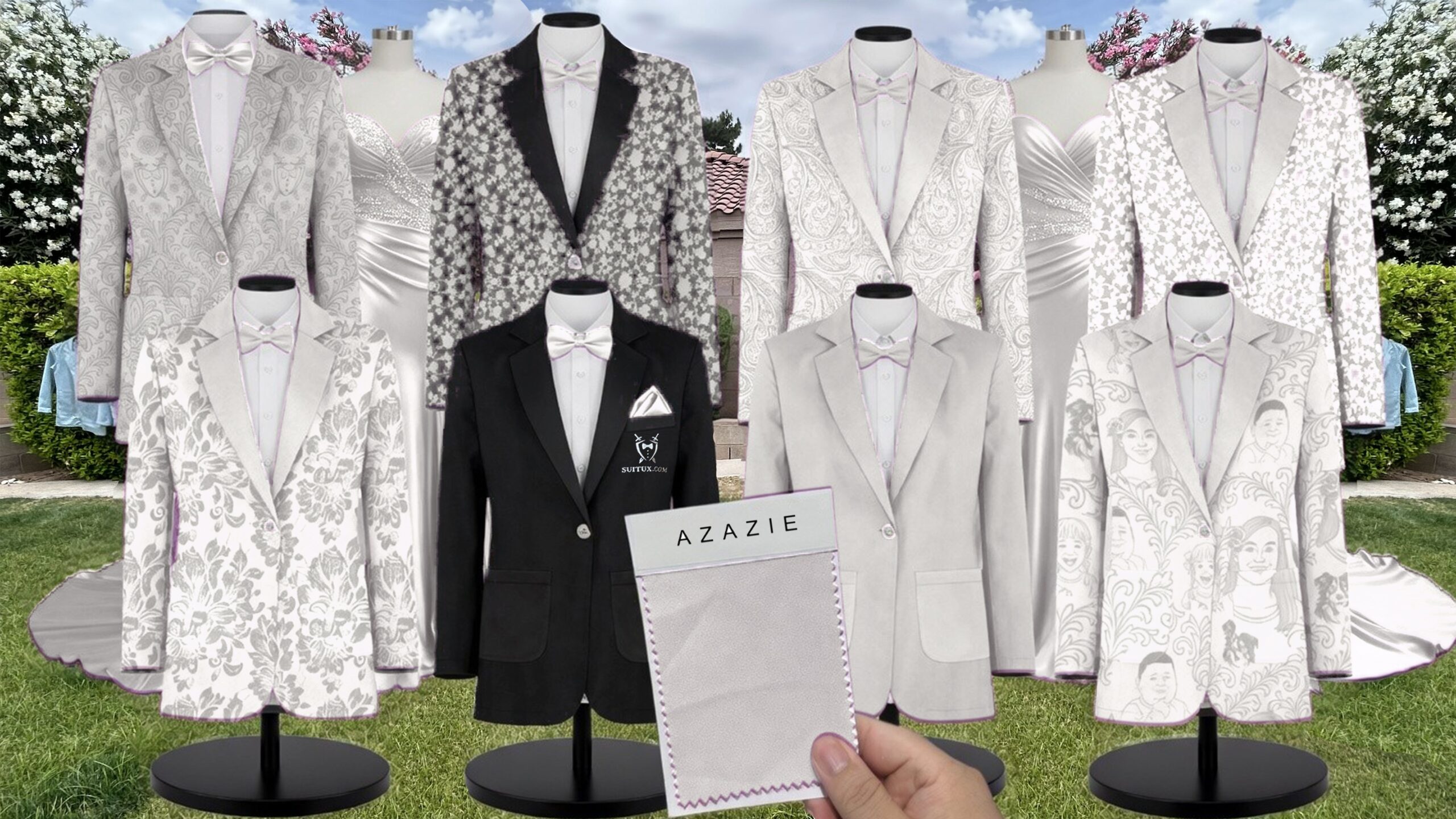 Azazie Bridal Satin Cream Suit and Tuxedo – Exact Color Match for Azazie Dresses