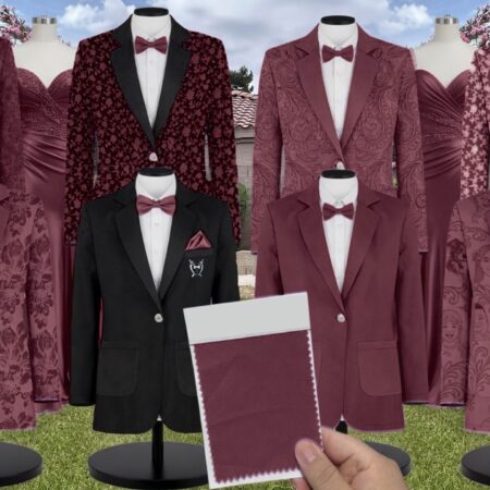 Azazie Refined Weave Suit Cabernet Suit and Tuxedo – Exact Color Match for Azazie Dresses