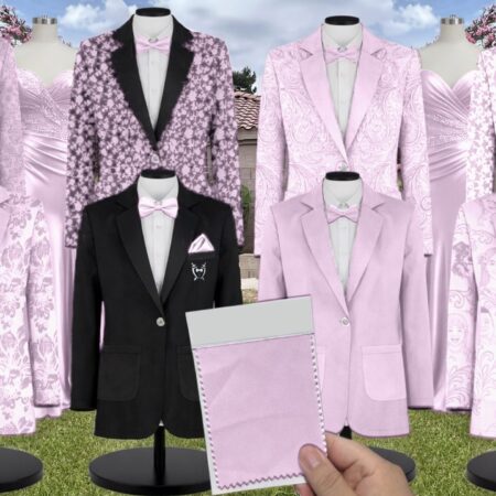 Azazie Stretch Satin Frosted Lilac Suit and Tuxedo – Exact Color Match for Azazie Dresses
