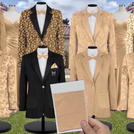 Azazie Chiffon Gold Suit and Tuxedo – Exact Color Match for Azazie Dresses