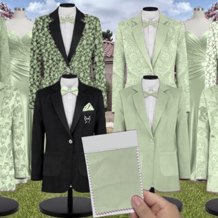 Azazie Chiffon Green Fern Floral Suit and Tuxedo – Exact Color Match for Azazie Dresses