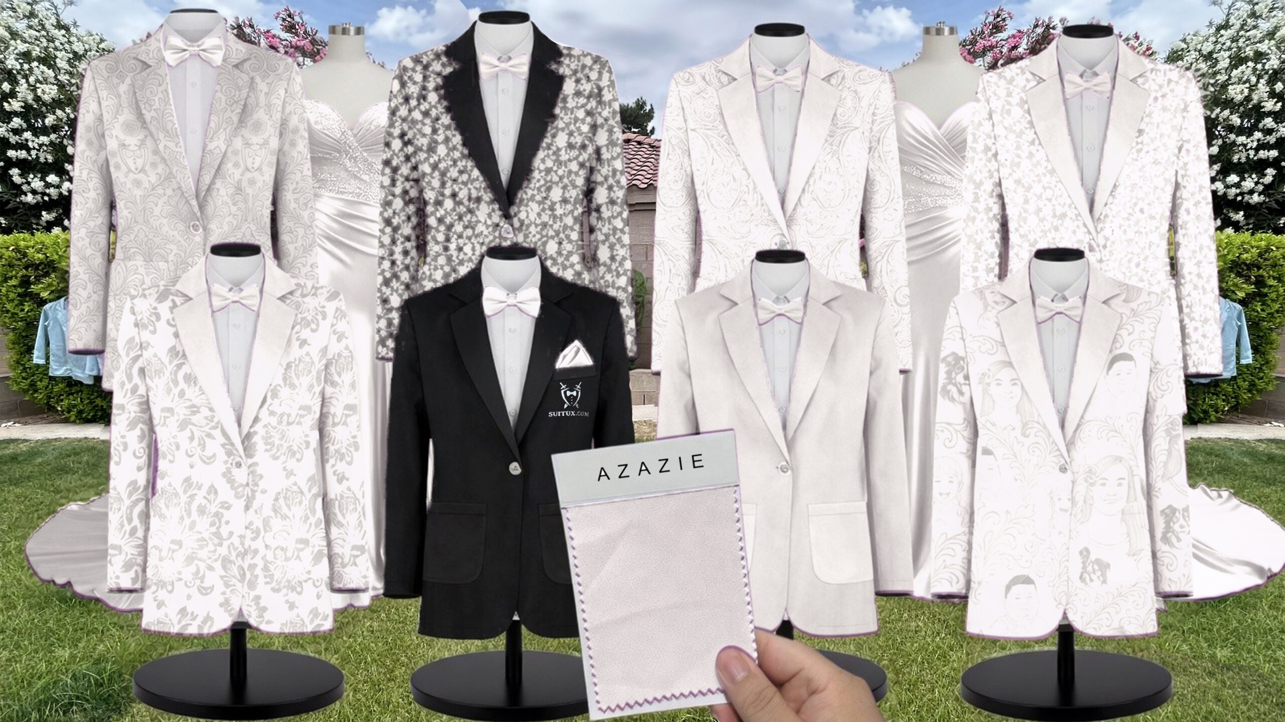 Azazie Matte Satin Ivory Suit and Tuxedo – Exact Color Match for Azazie Dresses