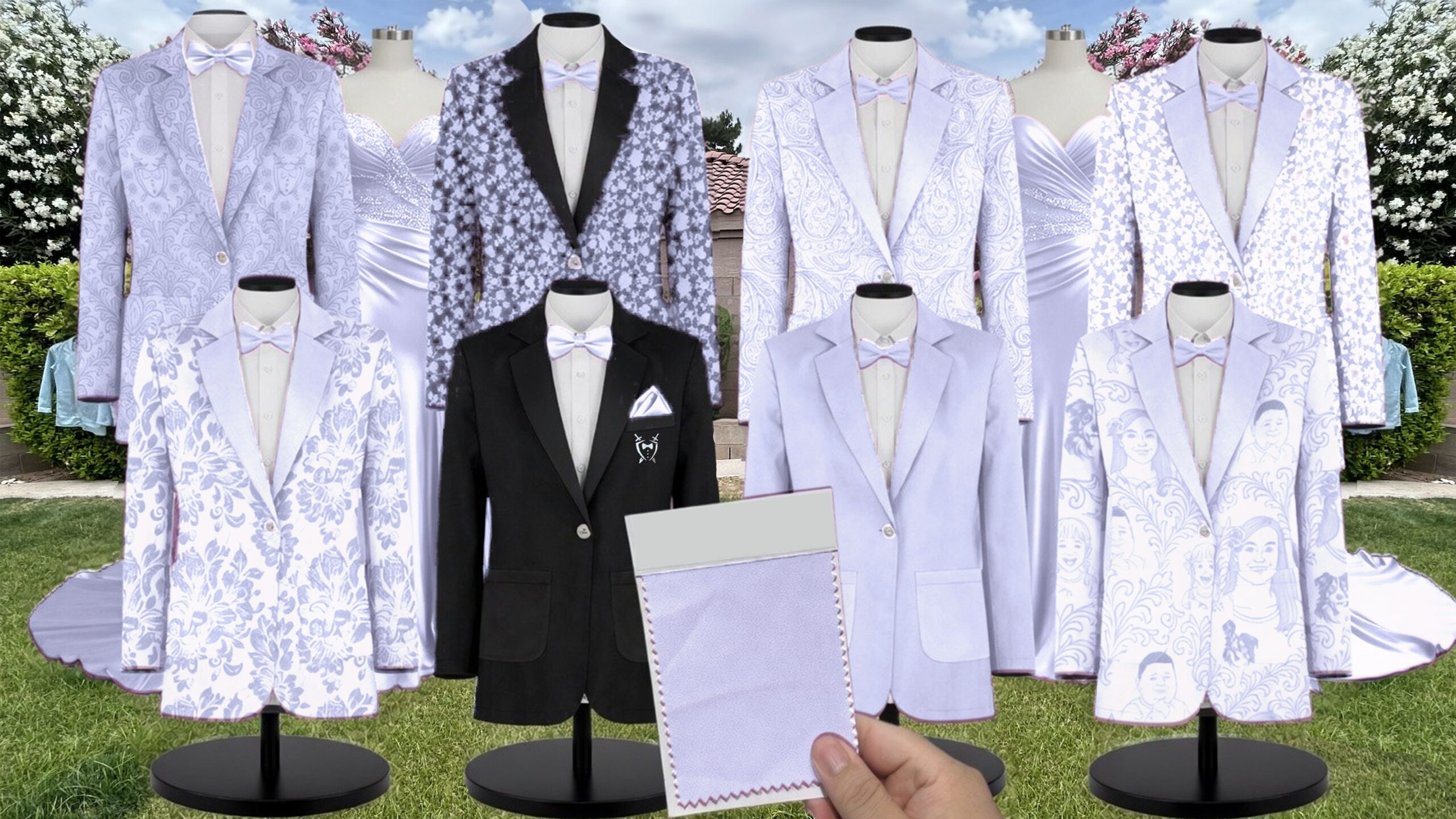 Azazie Chiffon Lavender Suit and Tuxedo – Exact Color Match for Azazie Dresses