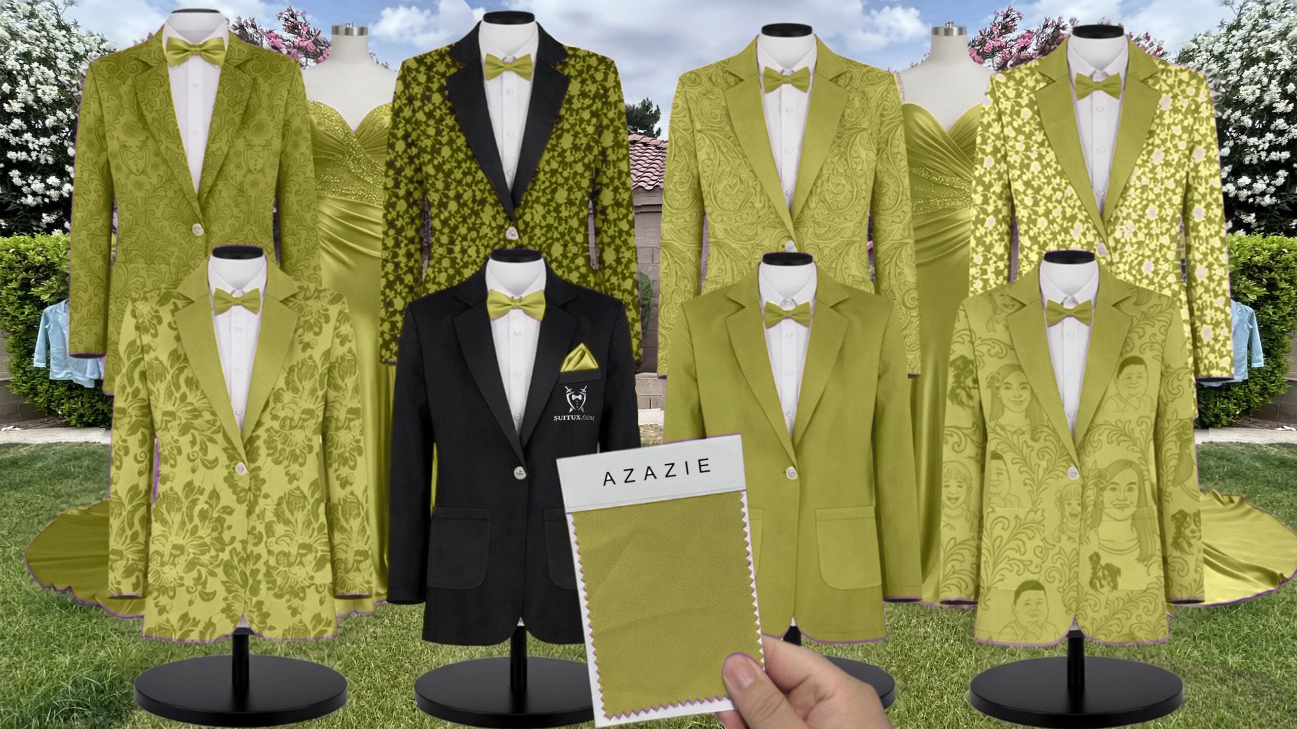 Azazie Chiffon Lemon Suit and Tuxedo – Exact Color Match for Azazie Dresses