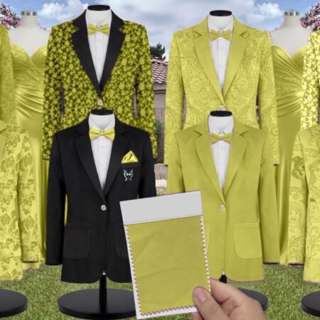 Azazie Chiffon Lemongrass Suit and Tuxedo – Exact Color Match for Azazie Dresses