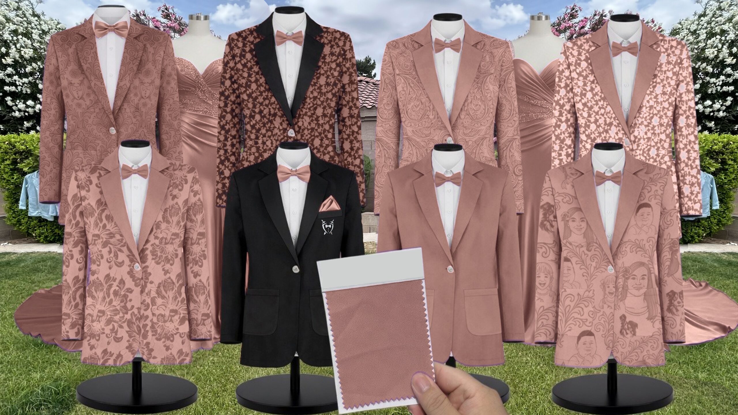 Azazie Velvet Dusty Rose Suit and Tuxedo – Exact Color Match for Azazie Dresses