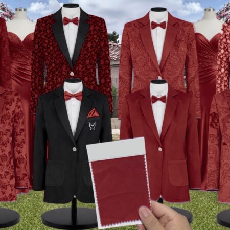Azazie Luxe Knit Scarlet Suit and Tuxedo – Exact Color Match for Azazie Dresses