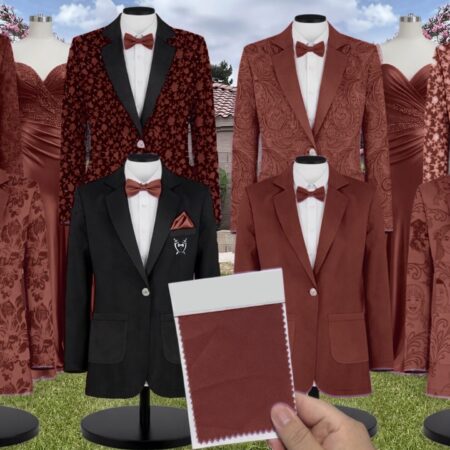 Azazie Luxe Knit Terracotta Suit and Tuxedo – Exact Color Match for Azazie Dresses