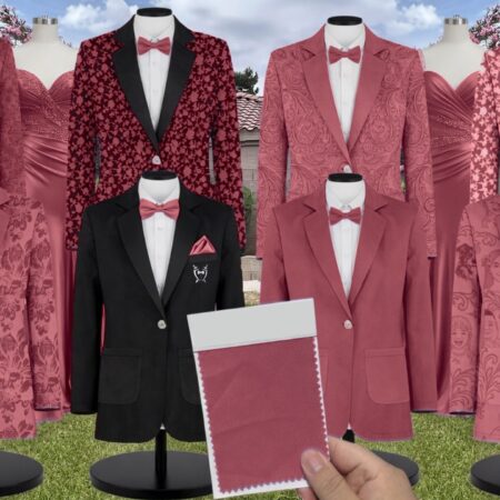 Azazie Chiffon Merlot Suit and Tuxedo – Exact Color Match for Azazie Dresses